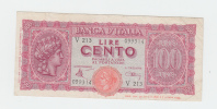 Italy 100 Lire 1944 "F+" CRISP Banknote P 75a 75 A - 100 Liras