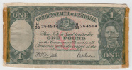 Australia 1 Pound 1942 AVF Crispy Banknote P 26b 26 B - WWII Issues