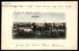 ALTE PASSEPARTOUT POSTKARTE BLICK AUF HERFORD PANORAMA TOTALANSICHT 1902 Total Gesamtansicht Postcard Cpa Ansichtskarte - Herford