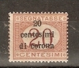 1919 TRENTO TRIESTE SEGNATASSE 20 C MH * - RR2245 - Trento & Trieste