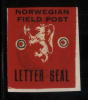 NORWAY 1943 WW2 FIELD POST NORSK FELTPOST ARMY CORPS FORCES IN EXILE LETTER-SEAL ON PIECE DARK RED TYPE 8 World War II - Variétés Et Curiosités