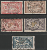 FRANCE1900 TYPE MERSON C. 40 / C. 50 / F. 1 / F. 2 / F. 5 - USATI / USED ◉ UNIFICATO 119 / 123 YVERT 119 / 123 - Gebruikt