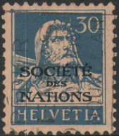 SVIZZERA 1924 FRANCOBOLLO DI SERVIZIO GUGLIELMO TELL SOPRASTAMPA 'SOCIETÉ DES NATIONS' C. 30 USATO / USED ◉ ZUMSTEIN 20 - Oficial