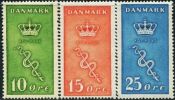 NE1059 Denmark 1929 Cancer Snakes And Crown 3v MNH - Unused Stamps