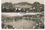 Lugano Multi Vues Timbrée Agno 1955 Real Photo - Agno