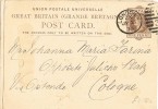 Entero Postal LONDON 1879 A Colonia Via Ostende - Lettres & Documents