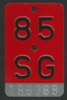 Velonummer St. Gallen SG 85 - Number Plates