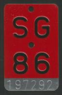 Velonummer St. Gallen SG 86 - Nummerplaten
