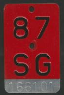 Velonummer St. Gallen SG 87 - Placas De Matriculación