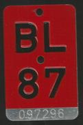 Velonummer Basel-Land BL 87 - Nummerplaten