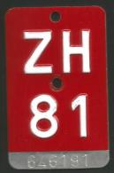 Velonummer Zürich ZH 81 - Kennzeichen & Nummernschilder