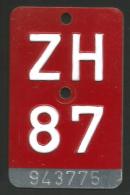 Velonummer Zürich ZH 87 - Nummerplaten