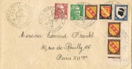 Carta PARIS 1948. Musée Postal Rue St. Romain. Escudos Y Marianne De Gandon - Briefe U. Dokumente