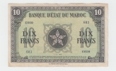 MOROCCO 10 DIX FRANCS 1944 VF P 25 - Maroc