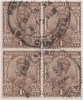 Br India King George V, One Anna Block Of 4, Used, India - 1911-35 Koning George V