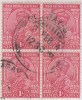 Br India King George V, One Anna Block Of 4, Used, India - 1911-35 Koning George V