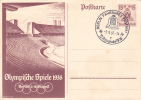 Germany 1936 Stationery Postcard With Postmark Olympic Games. - Zomer 1936: Berlijn