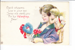 Valentine Greeting Woman With Cupid Baby Child - Valentine's Day