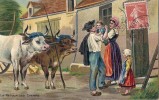 Superbe Illustration - Le Retour Des Champs -  Bel Attelage Famille De Paysans - - Bauernhöfe