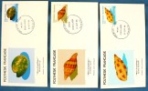 POLYNESIE Coquillages, Yvert 312/314. FDC 3 Enveloppes 21/09/1988 - Coquillages