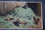 1940 GUERRE  CPA THEME AGRICULTURE LA PAUSE >> POULES SUR FOIN > MONDE PAYSAN  > Signée Illustrateur - Redon