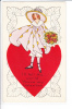 Valentine Greeting  Child Girl Large Heart - Valentine's Day