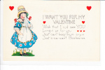 Valentine Greeting Child Girl Crying Boo Hoo Oo Wish I Cud See You - Valentine's Day