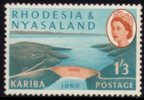 Rhodesia & Nyasaland - 1960 Kariba Hydro-Electric Scheme 1s3d Light Blue MH* - Rhodesia & Nyasaland (1954-1963)