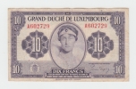 Luxembourg 10 Francs 1944 VF+ CRISP Banknote WWII P 44 - Luxemburg