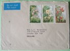 Kenya 1986 Cover To England UK - Flowers (1, 4, 5 Sh) (4 Sh Scott # 353, Cat Val = 6.75 $) - Kenia (1963-...)