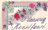 CPA BELLE FANTAISIE FANTAISY GAUFFREE EMBOSSED SILK Kerstfeest ROSE Pensée Precurseur TBE - Pinksteren