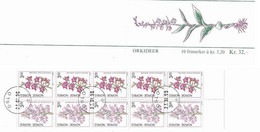 Norway Norge 1990 Flower Orchids,  1040-1041 Booklet, Cancelled(o) - Booklets