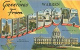 USA – United States – Greetings From Warren, Minnesota,1949 Used Linen Postcard [P4774] - Altri & Non Classificati