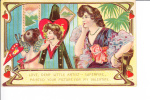 Embossed Cupid Baby Painting Woman Portrait Little Artist Superfine Valentine 1911 - Valentine's Day