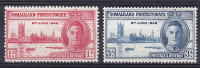 Somaliland Protectorate 1946 Mi. 101 C + 102 A King George VI. Victory Complete Set Incl. Perf. 13½ MH* - Somaliland (Protectorate ...-1959)