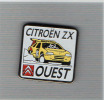 Pin´s  Sport  Rallye  Automobile  CITROËN  ZX  Jaune  OUEST  Avec  Total  Et  Michelin - Citroën