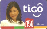 TARJETA DE HONDURAS DE 150 LEMPIRAS  DE TIGO  - MUJER GUIÑANDO EL OJO - Honduras