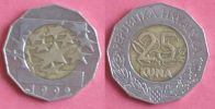 25 KUNA - REGARDING THE INTRODUCTION OF EURO 1999 (Croatia) Bi-metallic Bimétallique Bimetalica Bimetallica Coin Monnaie - Croacia