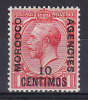 Great Britain Used Abroad, Morocco Agencies 1917 Mi. A 104   10 C On 1 P King George V. Overprinted Spanish Currency MH* - Uffici In Marocco / Tangeri (…-1958)