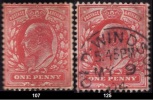 GRANDE BRETAGNE  1902-10 -  Y&T  107 (dent 14) Cote 1e Et 125 (dent 15x14) Cote 12.50e - Edouard VII -  Oblitérés - Used Stamps