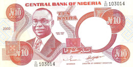 NIGERIA 10 NAIRA RED MAN FRONT AND BACK BACK SIG.? DATED 2002 UNC P.25f READ DESCRIPTION !! - Nigeria