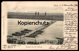 ALTE POSTKARTE RIESA PIONIERE BEI DER ÜBUNG PONTON Brücke Bridge Pont Sapper Sapeur Military Soldaten AK Postcard - Riesa