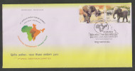 India 2011 Asian & African Elephants  2v  FDC   # 25629 Indien Inde - Elefanten