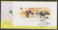 India 2011 Asian & African Elephants  Block M/S  On  FDC   # 25628 Indien Inde - Eléphants