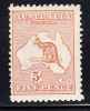 Australia Scott #7 Mint Hinged 5p Kangaroo - Nuevos