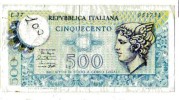 BILLET ITALIE - REPUBLICA ITALIANA  - P.94 - 500 LIRE - Other & Unclassified