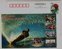 Water Skiing,water Ski,cultural & Sport Life,China 2001 Hainan Senior Technical School Advert Postal Stationery Card - Ski Nautique