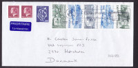 Sweden 1:a- Klassbrev Prioritaire LabelCover To HØRSHOLM Denmark Transportation 5-Stripe Tram Bus Train Ferry Subway - Cartas & Documentos