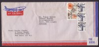 India Airmail Par Avion Aeroplane Cachet NEW DELHI 1990 Cover To LYNGBY Denmark - Covers & Documents