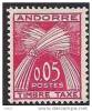 Andorra Andorre 1961 Timbre Taxe Fr 0.10 Carmine, Mi 42, MH(**) - Unused Stamps